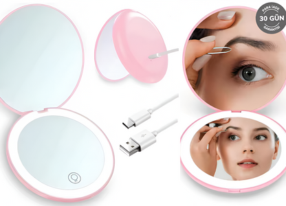 LED'li ve Büyüteçli Kozmetik Makyaj Aynası